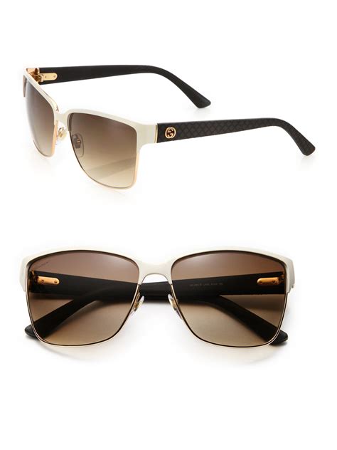 gucci oversized 60mm square sunglasses in white lyst