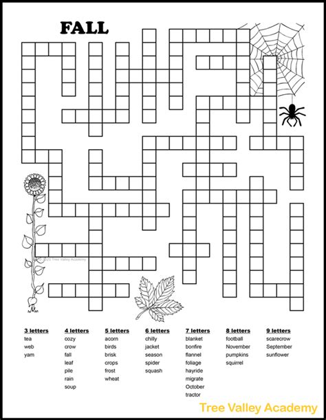 Free Printable Autumn Fall Word Fill In Puzzles Tree