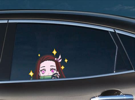 Nezuko Peeking Car Bumper Window Vinyl Decal Anime Laptop Stickers