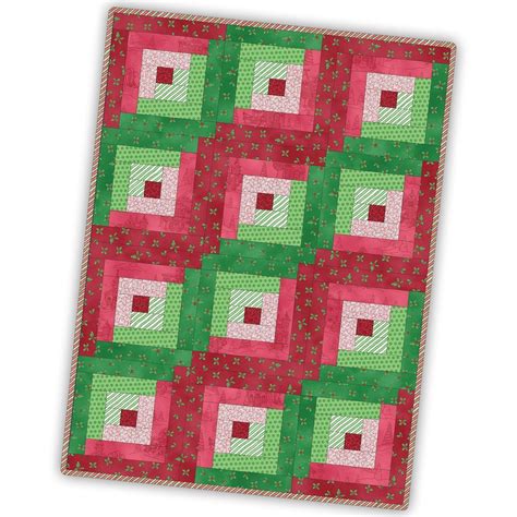 I had helped a friend build after seeing many sites with kits it dawned on me that i could build one similar to the laminated log. Gingerbread Christmas - 12 Block Log Cabin Quilt Kit- POD ...