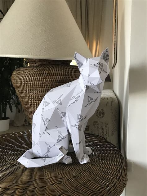 Printable Diy Template Pdf Wise Cat Low Poly Paper Model Template