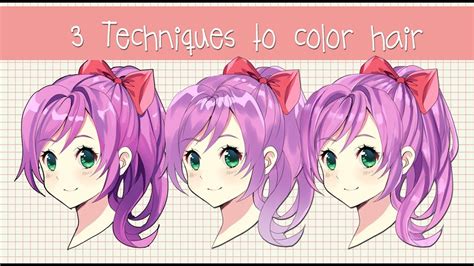 Draw point from where all hair originates c. 3 Different Ways to Shade Hair! | Anime Hair coloring ...