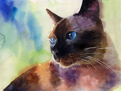 Traditional Applehead Siamese Cat Art Print Of My Watercolor Etsy