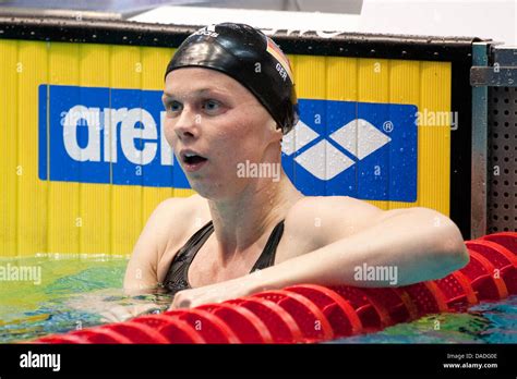 German Swimmer Britta Steffen Cheers After Her Third Place In The Womens 100 Meter Freestyle
