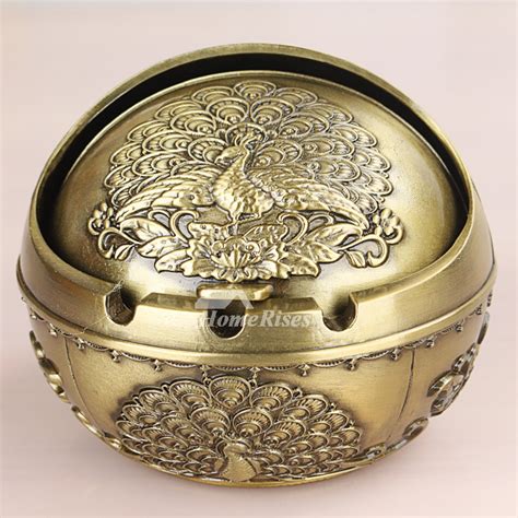 Global industrial™ outdoor ashtrays have an exclusive stainless steel ash plate to provide. Vintage Metal Ashtray Carved Zinc Alloy Old With Lid ...