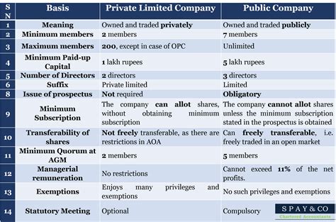 Overview Of Private Limited Company Spay And Co
