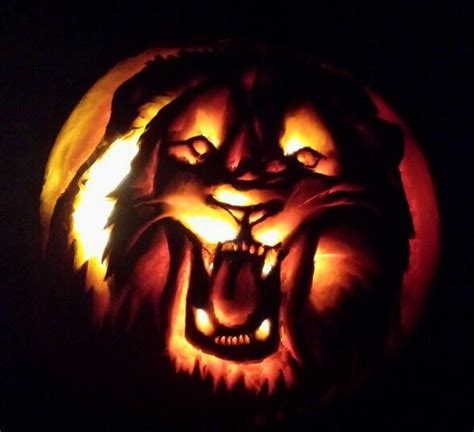 Lion pumpkin carving