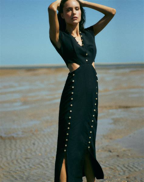 Angelina Detail Long Dress Black