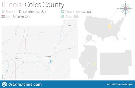 Map Of Coles County In Illinois Stock Vector Illustration Of Freeway