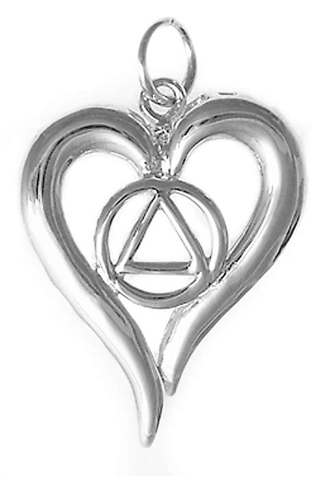 Sterling Silver Aa Symbol Heart Pendant