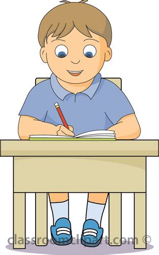 School Clipart - boy_working_at_desk - Classroom Clipart