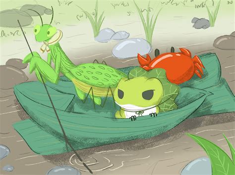 【2018 2 2】小青蛙与它的小伙伴 插画 插画习作 flymiss 临摹作品 站酷 zcool