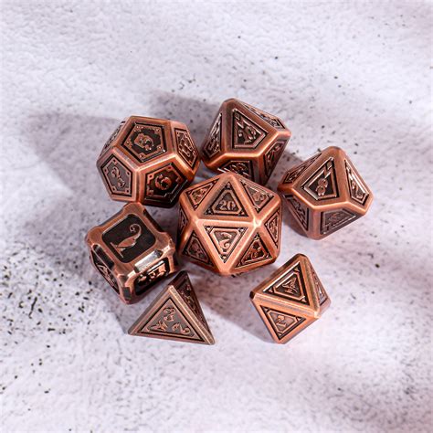 7pcs Set Embossed Heavy Metal Polyhedral Dices Dnd Rpg Mtg Role Playing
