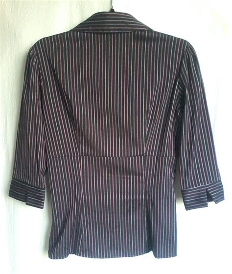 Black/pink/purple striped 3/4 sleeves shirt
