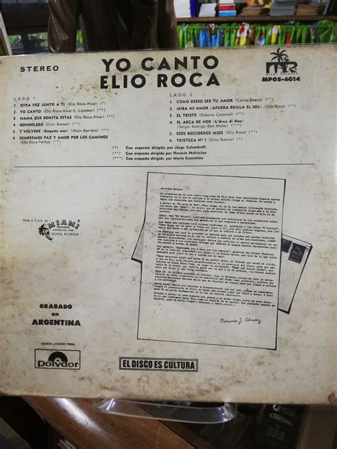 Lp Elio Roca Yo Canto Mpos6014 Libreria Atlas