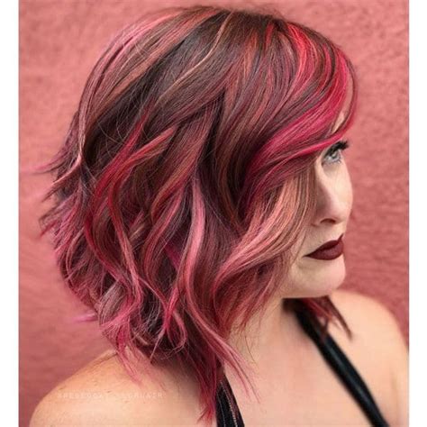 Short Red Hair With Highlights Red Hair With Pink Highlights Vibrant