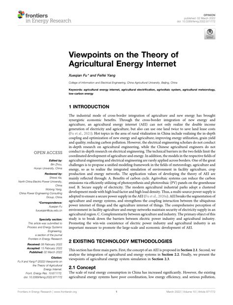 Pdf Viewpoints On The Theory Of Agricultural Energy Internet