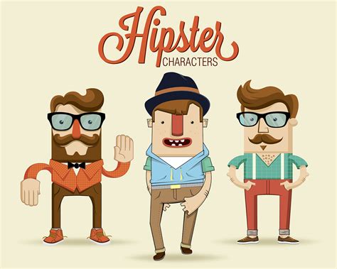 Hipster character illustration with hipster elements on Behance