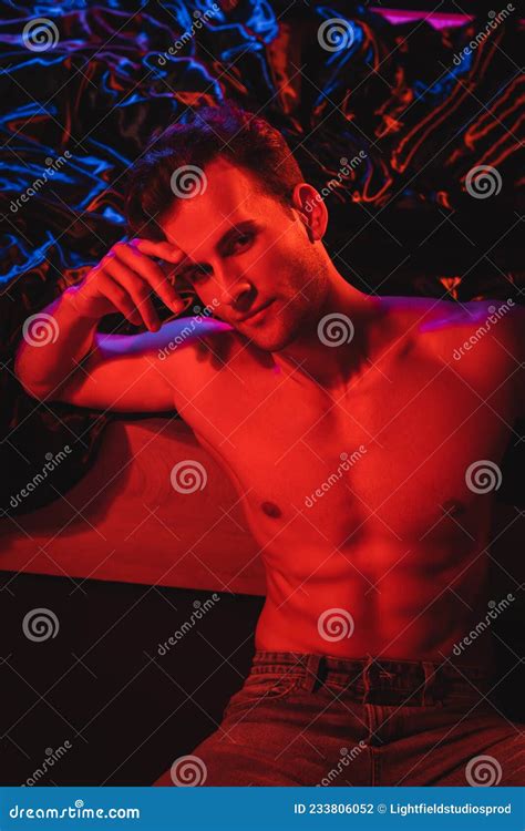 Shirtless Man Looking At Camera Stock Photo Image Of Handsome Lighting