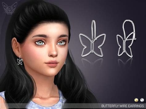 Feyonas Butterfly Wire Earrings For Kids Sims 4 Children Sims 4 Cc