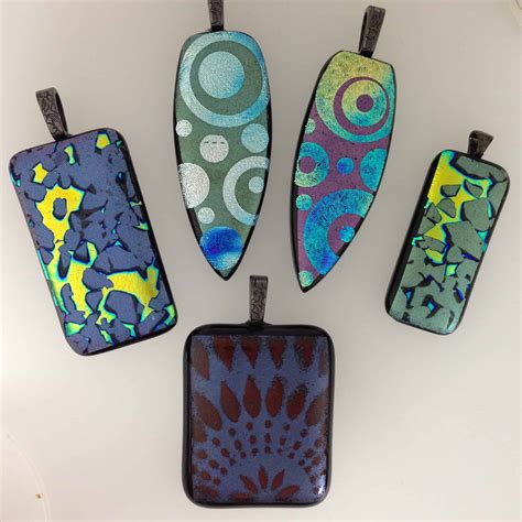 Mica And Dichroic Fused Glass Pendants Elegant Fused Glass By Karen