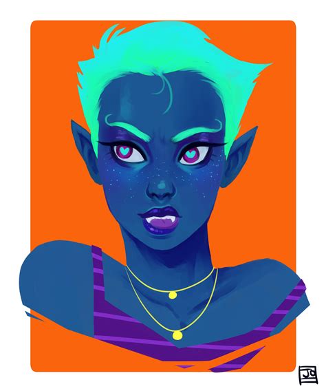 A Blue Alien Girl For My Warmup And I Didnt Start With Lineart