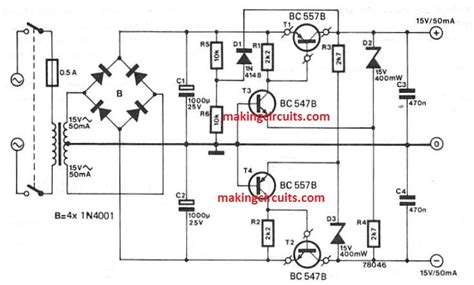 15v Dual Regulated Power Supply Circuit
