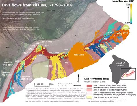 Kīlauea Flow Map in Kilauea Lava flow Volcano national park