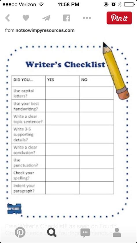 peer editing checklist   graders sped  class