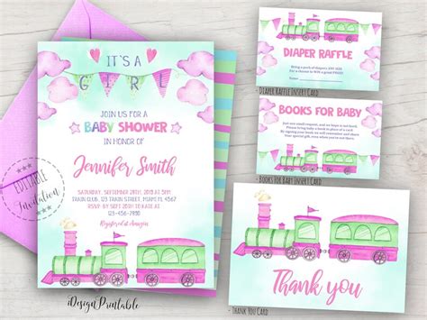 Train Baby Shower Invitation Its A Girl Baby Shower Etsy