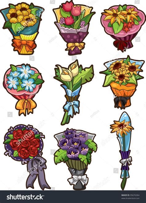 Flower Bouquet Icons Stock Vector Royalty Free 95676364 Shutterstock
