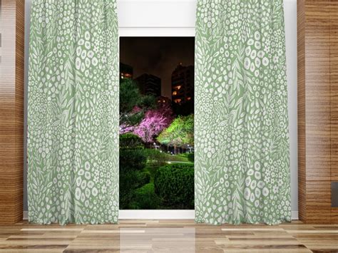 Sage Green Floral Curtain Sheer And Blackout Botanical Window Curtain Nature Blackout Curtains