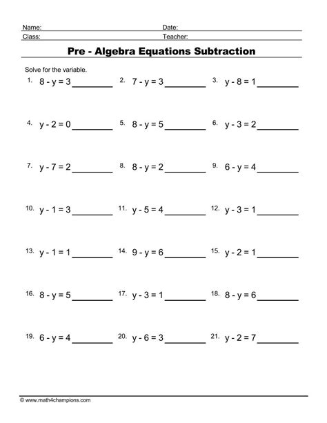 Algebra Work Sheets