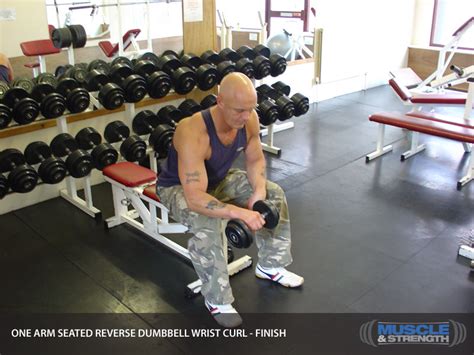 One Arm Seated Reverse Dumbbell Wrist Curl Video Exercise