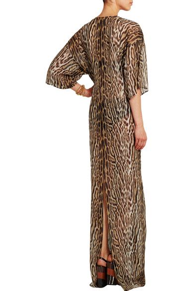 Roberto Cavalli Leopard Print Silk Chiffon Gown Net A Portercom