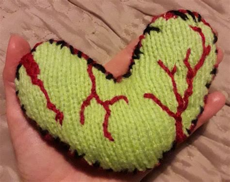 Handmade Knitted Zombie Heart Green Zombie Heart Undead Love Undying