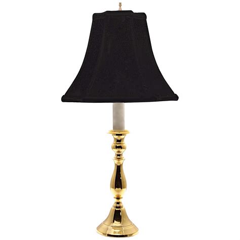 Polished Brass Black Shade Candlestick 24 High Table Lamp J9036