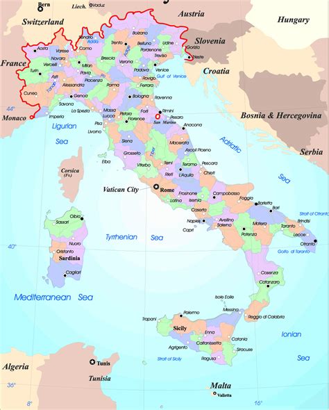 Detailed Administrative Map Of Italy Italy Detailed Administrative Map