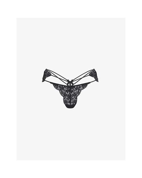 Agent Provocateur Dedee Low Rise Floral Embroidered Stretch Lace Thong Xx In Black Lyst
