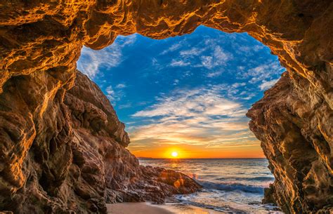 Beautiful Beach Scenery! Epic High Resolution Malibu Landscape Seascape Sunset! Malibu Sea Cave ...