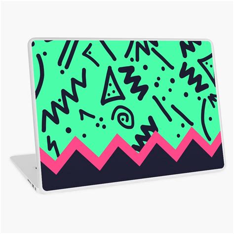 Neon Retro 80s Squiggly Pattern Zigzag Laptop Skin For Sale By
