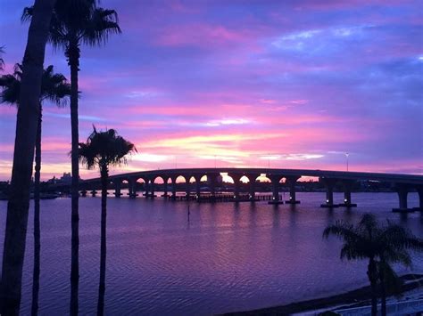 A View Of The Pinellas Bayway Bridge At Sunset From Isla Del Sol Island