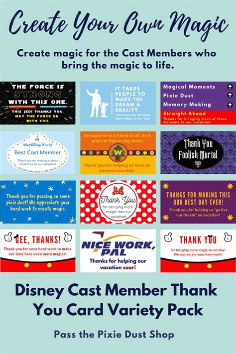 Set Of 12 Disney Cast Member Thank You Card Variety Pack Etsy