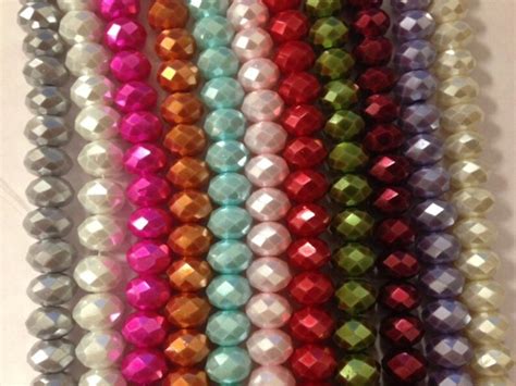 10mm Rondelle Glass Crystals Beads With Pearl Coating Etsy