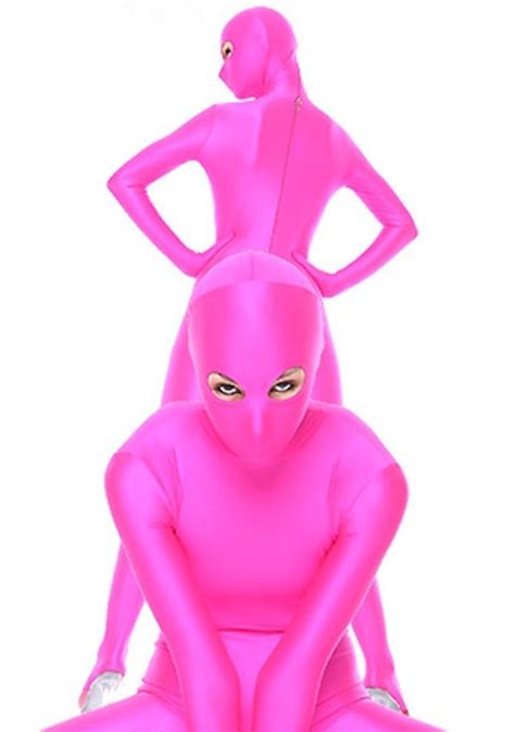 Hot Pink Lycra Spandex Zentai Costume Bodysuit Open Eyes Size S Xxl Wholesale Price From