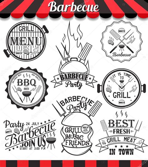 Collection Of Vector Barbecue Signs Symbols And Icons Set Of Grill