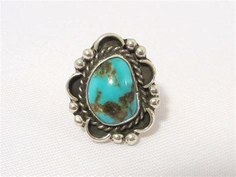 Vintage Southwestern Sterling Silver Natural Turquoise Ring Etsy