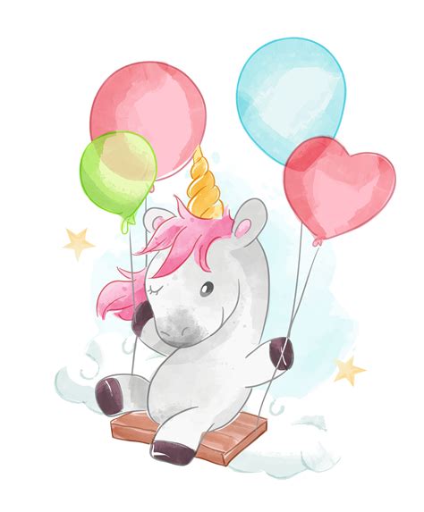 Unicorn And Balloons Swing 687338 Vector Art At Vecteezy