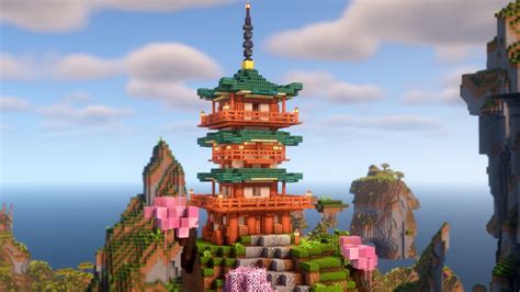 Minecraft How To Build A Japanese Pagoda Tutorial Youtube
