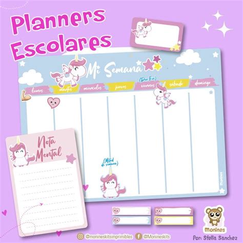 Etiquetas Escolares Planner Horario Notas Imprimibles Avisos En Hot